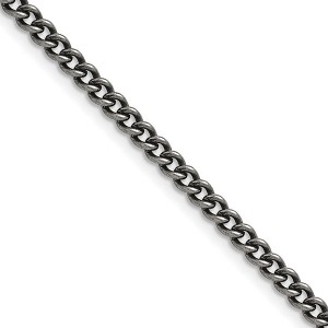 Black Bow Jewelry 4mm Stainless Steel Antiqued Round Curb Chain Necklace - 1 of 4