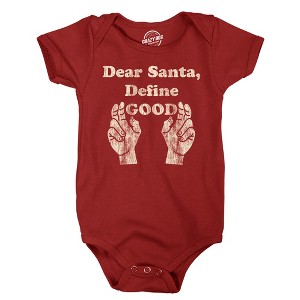 Dear Santa Define Good Baby Bodysuit Funny Sarcastic Christmas Graphic Novelty Jumper For Infants - Crazy Dog Baby Bodysuit Gift For Christmas - 1 of 4