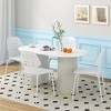 Costway Metal Dining Chair Set of 4 Armless Kitchen Hollowed Backrest & Metal Legs Blue/White - 4 of 4