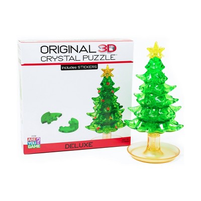 Green Crystal Plastic Christmas Tree 3D Puzzle with Decorative Stickers