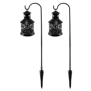 LumaBase Metal Lantern with Shepherd's Hook - Set of 2 - 1 of 4