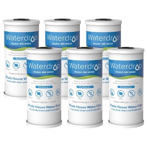 Waterdrop FXHTC Whole House Carbon Water Filter,Replacement for GE FXHTC,GXWH40L,GXWH35F,10 in.x4.5 in.Cartridge,5 Micron,6 Packs - 1 of 4