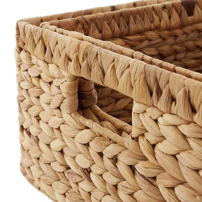 Casafield Natural Water Hyacinth Rectangular Storage Basket Set with Handles