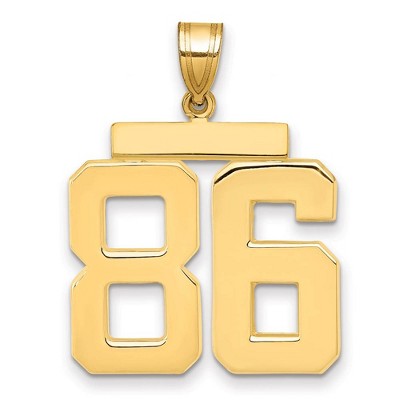 Black Bow Jewelry 14k Yellow Gold, Athletic Collection, Large Polished Number 86 Pendant