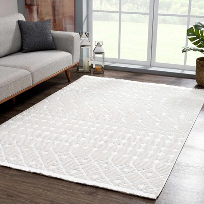 Hauteloom Ivory Beil 3D Fringe Area Rug