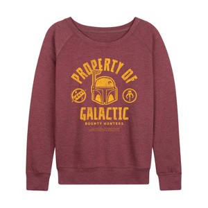 Women's - Star Wars - Property Of Galactic Bh Lightweight French Terry Wide Neck Long Sleeve Shirt - 1 of 4