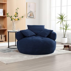 Sapphtopaz Modern Chenille Bean Bag Single Sofa with Backrests&3 Pillows,Comfy Cloud Couch for Adults,Circular Bean Bag for Living Room,Bedroom - 1 of 4