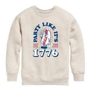 Boys' - Instant Message - Hotdog and Fireworks Graphic Long Sleeve Fleece Sweatshirt - 1 of 4