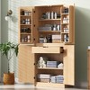 Zeus & Ruta 72" Tall Farmhouse Kitchen Pantry Cabinet with 8 Door Shelves, 3 Adjustable Shelves & Hidden Drawer - 3 of 4