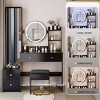 Vanity Table Set with Full Length Mirror and LED Round Mirror, American Style with Cushioned Stool and Ample Storage for Bedroom-Cuddlewood - 2 of 4