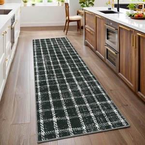 Modern Checkered Area Rug Farmhouse Geometric Print Rugs for Living Room Bedroom Low Pile Non-Slip Rug - 1 of 4