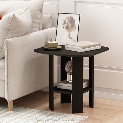 Furinno Industrial End Table Sofa Side Coffee Table with 2 Storage Shelf,Espresso
