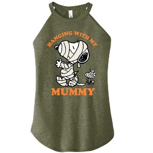 Women's - Peanuts - Snoopy and Woodstock Hanging with My Mummy Graphic High Neck Tank - 1 of 4