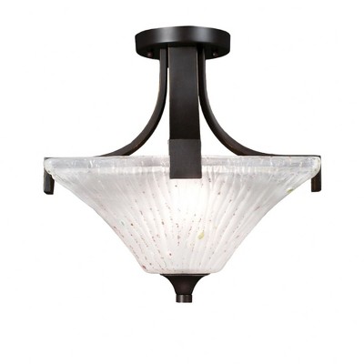 Toltec Lighting Apollo 2 - Light Flush Mount in  Dark Granite with 14" Square Frosted Crystal  Shade