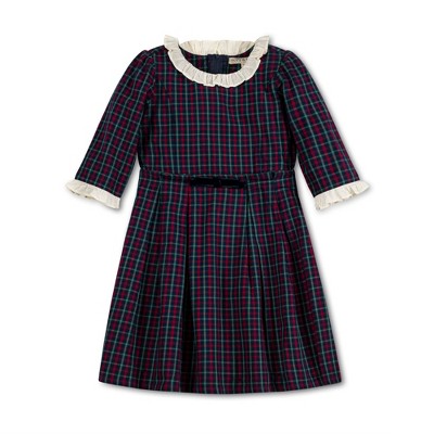 Hope & Henry Girls' 3/4 Sleeve Ruffle Trim Party Dress, Infant