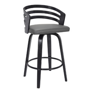 HomeRoots 30" Gray And Black Iron Swivel Low Back Bar Height Bar Chair - 1 of 4