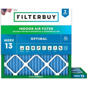 Filterbuy 28x28x1 Air Filter (2-Pack), Pleated MERV 13 Health Defense Replacement HVAC AC Furnace Filters (Actual Size: 27.50 x 27.50 x 0.75) - 1 of 4