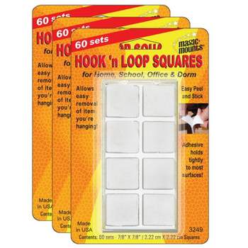 Magic-Mounts® Hook 'n Loop, 7/8" Squares, 60 Sets Per Pack, 3 Packs