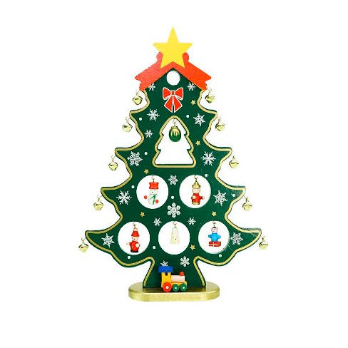 Northlight 11.25 Red And Green Christmas Tree Cut-out With Miniature  Ornaments Tabletop Decoration : Target