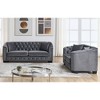 3-Seater + 2-Seater Velvet Sofa Set with Nailhead Trim and 4 Pillows for Living Room, Bedroom - 2 of 4
