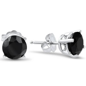 Pompeii3 14k White Gold 2ct TW Round Cut Black Diamond Studs - 1 of 2