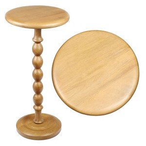 JONATHAN Y Augustus 24.5" Cottage Classic Spindle Wood Pedestal Round Drink Table & Decorative End Table - 1 of 4