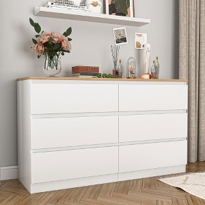 Resenkos Modern Mid Century 6 Drawer Wide Dressers Chests for Bedroom, Chest of Drawer Organizer - 1 of 4