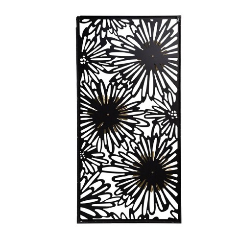 19"x39" Floral Metal Wall Decor Black/Gold - A&B Home: Iron Art Deco, Botanical Unframed Vertical Wall Art - image 1 of 4