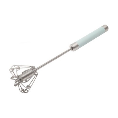 Unique Bargains 12" Semi-Automatic Loop Whisk Dishwasher Safe Stainless Steel Light Blue Silver Tone