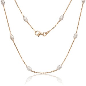 Links of Italy Sterling Silver Diamond Cut Oval Moon Bead Chain -  Rose Gold Plated - Available Sizes: 16  , 18  , 20  , 22  , 24  , 30  Inches - 1 of 2