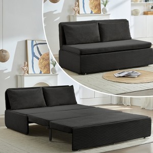 Mjkone Corduroy Fabric Queen Size Pull Out Sofa Bed, 2-in-1 Modern Pull Out Sleeper Sofa Couch - 1 of 4