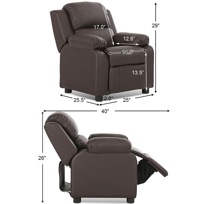 PU Leather Kids Recliner with Armrest & Headrest Lounge 3 Color, 2 of 9