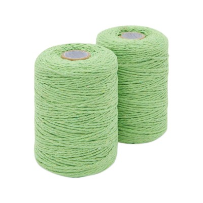 Bright Creations 2 Packs Green Cotton Twine, String for Arts and Crafts, Macrame, Gifts (2mm, 218 Yards)