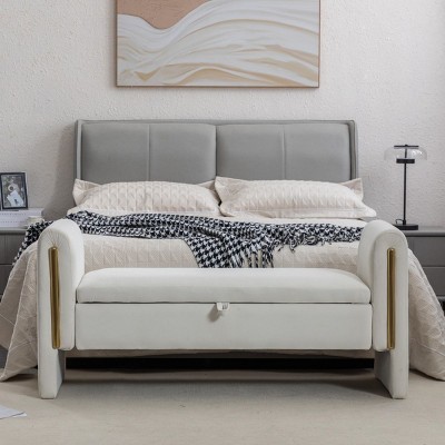 Indoor Ottoman Bench Velvet Upholstered Bench Front Door Shoe Storage Bench Vanity Bench For Bedroom Living Room-Cuddlewood