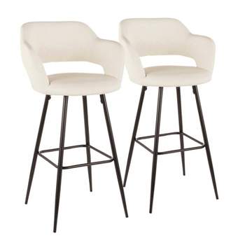 Set of 2 Margarite Contemporary Barstools Faux Leather Cream - LumiSource