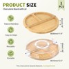 Unique Bargains Bamboo Portable 3 Compartments Round Charcuterie Board with Lid 11.6" White - 2 of 4