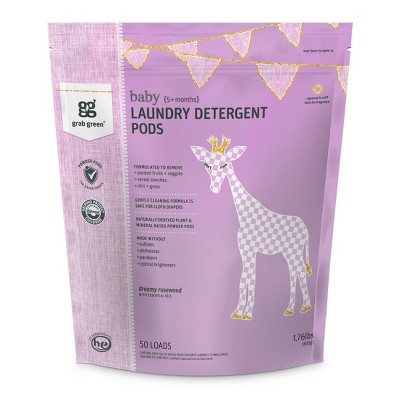 Grab Green Baby Laundry Detergent Pods, 50 Pods, Dreamy Rosewood Scent