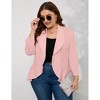 Women's Ruffled Hem Blazer Cardigan, Single-Button Lapel Jacket with 3/4 Sleeves for Casual & Office Wear - 3 of 4