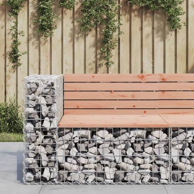 vidaXL Patio Bench Gabion Design 36.2"x28"x25.8" Solid Wood Douglas