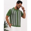 INSPIRE CHIC Men's Striped Knitted Summer Short Sleeves Button Down Jacquard Polo Shirts - 4 of 4