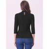 INSPIRE CHIC Women's Party Glitter 3/4 Sleeve Stand Up Neck Shiny Striped Metallic Blouse - 4 of 4