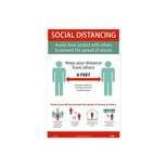 National Marker Vinyl Poster ""Social Distancing"" 18"" x 12"" Red/Green/White (PST148C) 