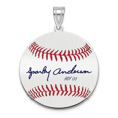 Black Bow Jewelry Sterling Silver Sparky Anderson Signature MD Enamel Baseball Pendant