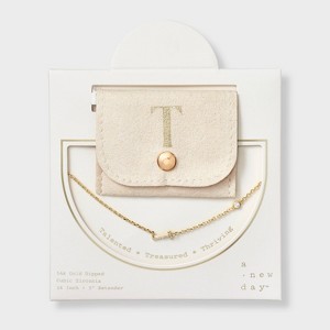 14K Gold Dipped Cubic Zirconia Initial Necklace - A New Day™ - 1 of 4