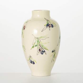 Sullivans 12" Ceramic Olive Urn Vase
