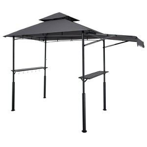 Yukimo 8'×5' BBQ Grill Gazebo Canopy - Double-Tiered Smoke-Venting Top, Q235 Steel Frame, Side Shelves + Awning, UV/Rain-Resistant for Patio/Backyard - 1 of 4