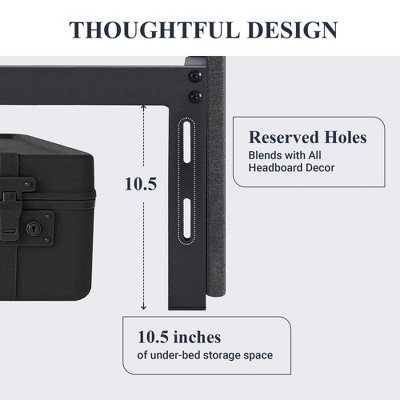 Dark Gray Full Upholstered Platform Bed with Storage Drawers