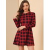 Allegra K Women's Vintage Plaid Houndstooth Long Sleeve Office Zip Front Flare Mini Dress - 4 of 4