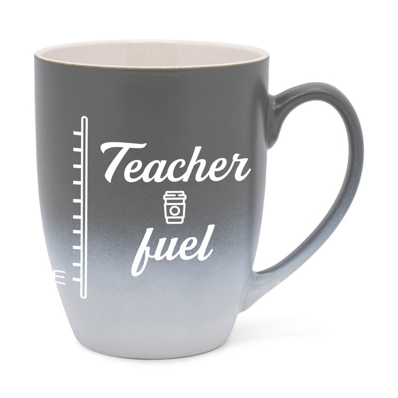 Elanze Designs Teacher Fuel Two Toned Ombre Matte Gray and White 12 ounce Ceramic Stoneware Coffee Cup Mug, 1 of 2