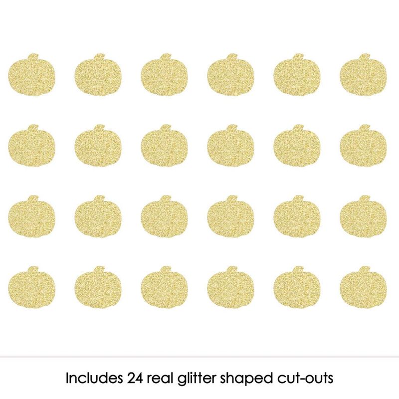 Big Dot of Happiness Gold Glitter Pumpkin - No-Mess Real Gold Glitter Cut-Outs - Fall & Thanksgiving Party Confetti - Set of 24, 2 of 7